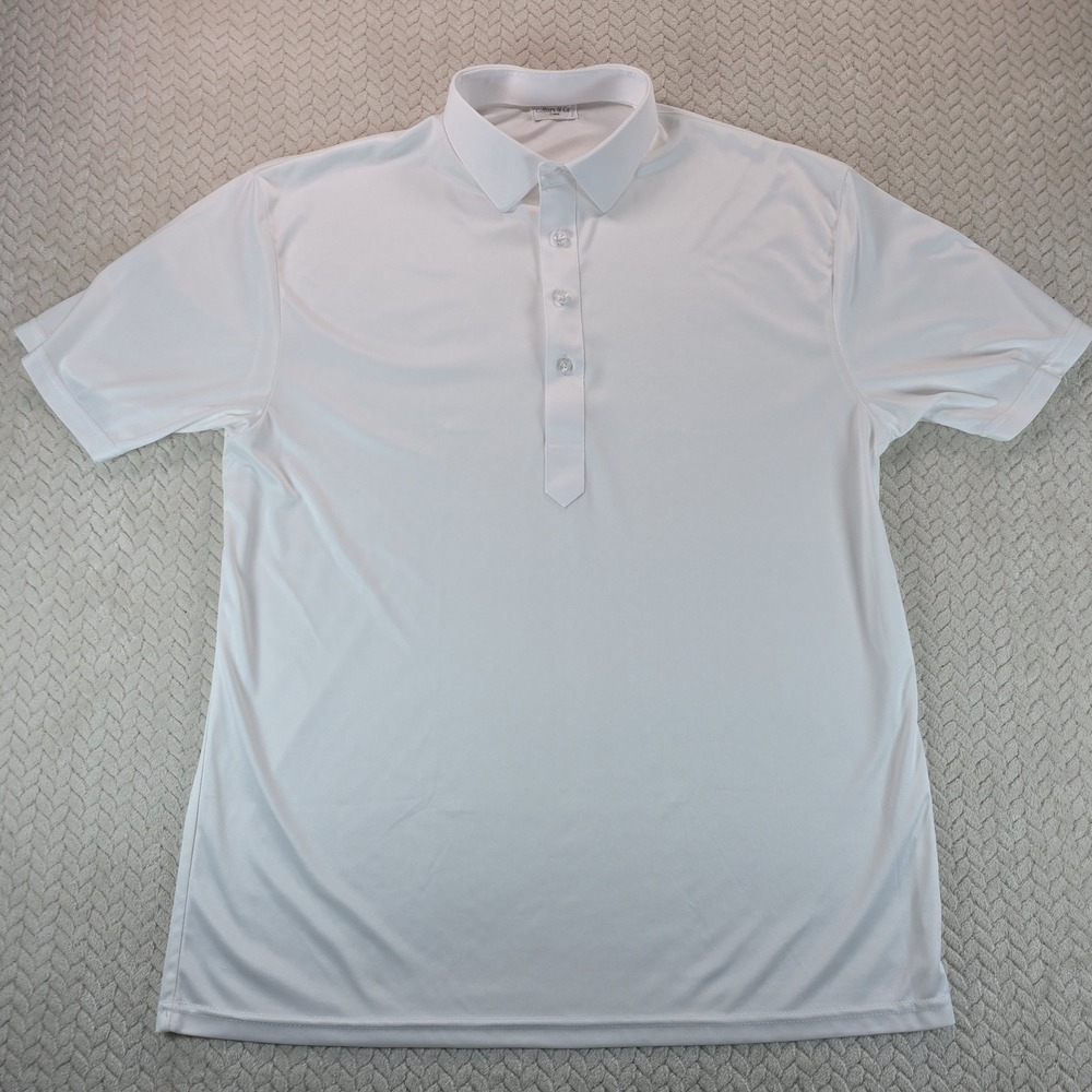 Collars & Co Mens Dress Collar Polo Shirt White Short Sleeve XL Polyester Golf